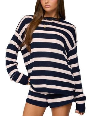 Edikted Amaris Oversized Striped Knit Sweater - Blue