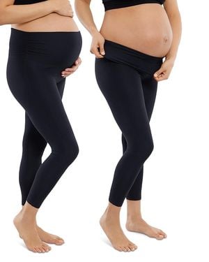Ingrid & Isabel Fold-Down Active Leggings, Set Of 2 - Black