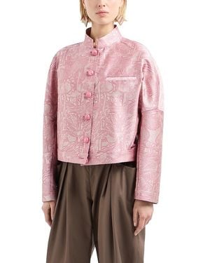 Emporio Armani Landscape Tonal Print Shiny Jacquard Jacket - Pink