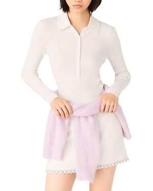 Maje Ribbed Polo Jumper - White