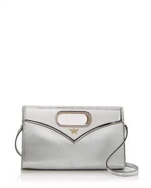 MCM Diamond Medium Leather Tote - Gray