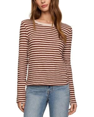 Z Supply Junie Cotton Stripe Long Sleeve Tee - Red