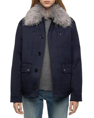 Zadig & Voltaire Cotton Faux Fur Trim Jacket - Blue