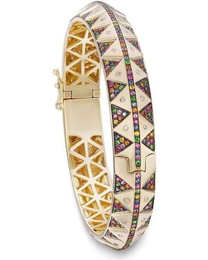 Harwell Godfrey 18K Knife Edge Sapphire & Diamond Bangle Bracelet - Metallic
