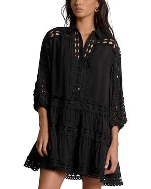 Elan Crochet Trim Mini Dress - Black