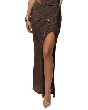 JLUXLABEL Hazel Metallic Wrap Skirt - Brown