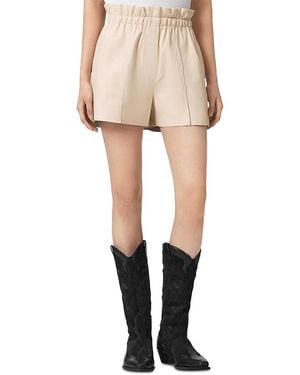 AllSaints Fran Leather Shorts - Natural