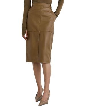 Reiss Milly Leather Midi Skirt - Green