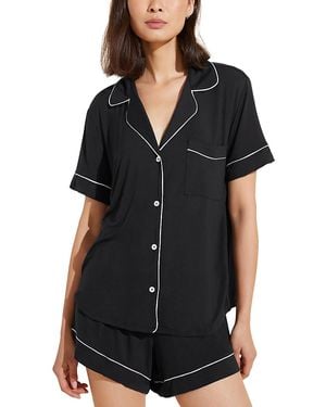 Eberjey Gisele Relaxed Short Sleeve Top & Shorts - Black