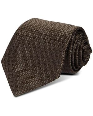 Canali Silk Classic Neat Tie - Brown