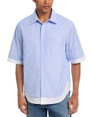 Jonathan Simkhai Steven Double Layer Stripe Shirt - Blue
