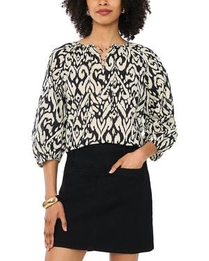 Vince Camuto Lace Up Raglan Top With Neck Ties - Black