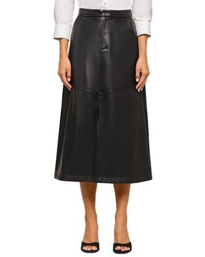 L'Agence Robyn Faux Leather A Line Midi Skirt - Black