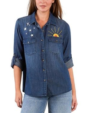 Billy T Hello Sunshine Embroidered Denim Shirt - Blue