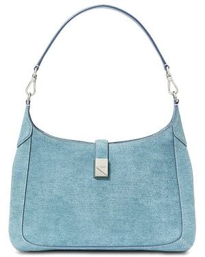Kate Spade Deco Denim Print Suede Hobo Bag - Blue