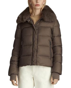Dawn Levy Vera Shearling Trim Down Coat - Natural