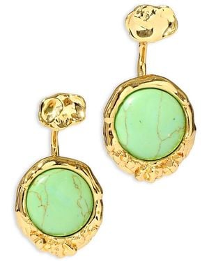 Alexis Brut Stone & Hammered Disc Front To Back Earrings - Green