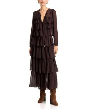 Michael Kors Ruffled Tiered Maxi Dress - Black