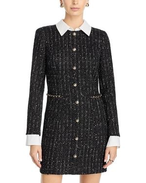 Aqua Tweed Mini Dress - Black