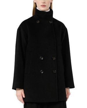 Max Mara Mstmaroso Wool Double Breasted Coat - Black