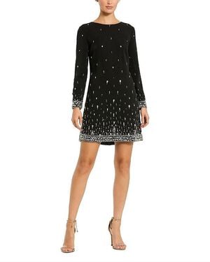 Mac Duggal Embellished Crepe Long Sleeve Mini Dress - Black