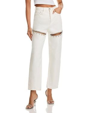 Area Crystal Slit Jeans - White