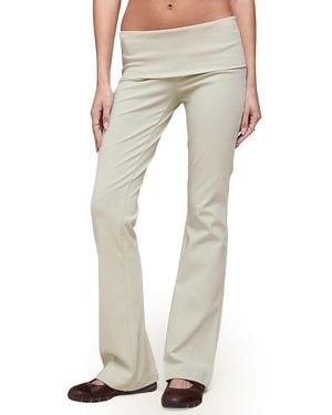 Edikted Ivanne Foldover Flared Pants - Natural