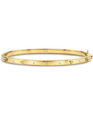 Temple St. Clair 18K Diamond Granulated Bangle Bracelet - Metallic