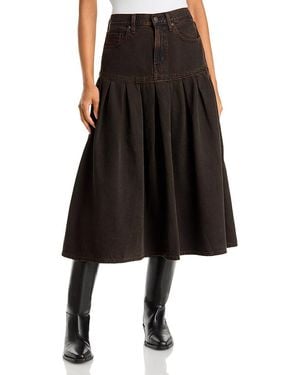 Levi's Yoked Pleated Denim Skirt - Black