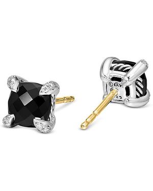 David Yurman Chatelaine Stud Earrings With Onyx And Diamonds - Black