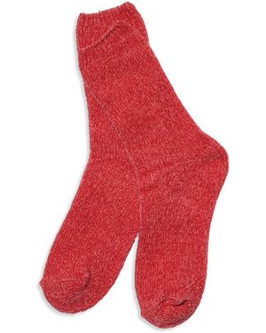 Stems Fuzzy Crew Socks - Red