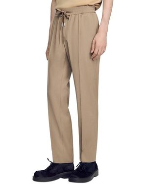 Sandro New Alpha Classic Fit Wool Blend Drawstring Pants - Natural