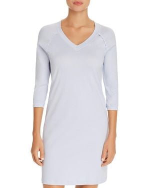 Hanro Pure Essence Three-Quarter Sleeve Gown - Blue