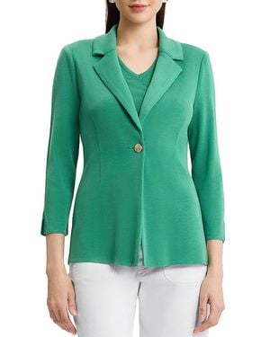 Ming Wang Tailored Single-Button Knit Jacket - Green