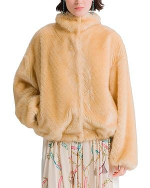 forte_forte Forte_Forte Chevron Faux Fur Bomber - Natural