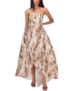 Miss Circle Micaela Watercolor Jacquard Chiffon Dipped Hem Gown - Pink