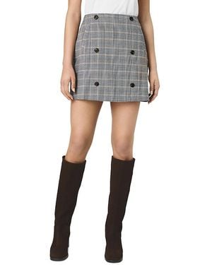 French Connection Matteo Plaid Double Breasted Mini Skirt - Gray