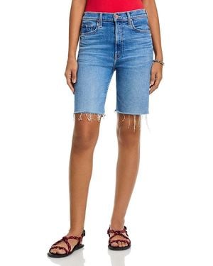 Mother The High Waisted Rider Bermuda Shorts - Blue