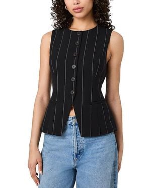 French Connection Wide Pinstripe Sleeveless Vest - Black