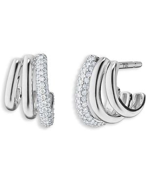 Monica Rich Kosann Sun Moon & Stars Sapphire Pave Saturn Hoop Earrings - White