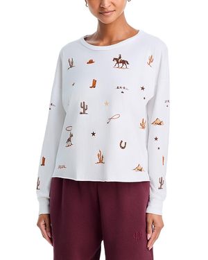 Aqua Emma Horse Elements Cotton Long Sleeve Tee - White