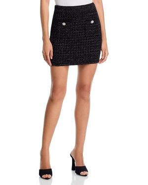 Aqua Crystal Button Sweater Skirt - Black