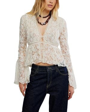 Free People Whispering Love Lace Blouse - White