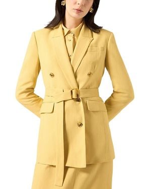 Argent Belted Double Breasted Blazer - Yellow