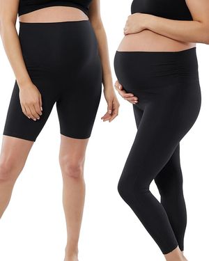 Ingrid & Isabel Active 7/8 Leggings & Active Bike Shorts, Set Of 2 - Black