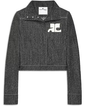 Courreges Denim Tweed Cropped Jacket - Black