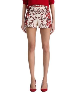 Alice + Olivia Hera High Rise Back Zip Shorts - Red
