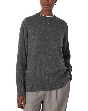 Whistles Cashmere Fleck Seam Neck Knit Sweater - Gray