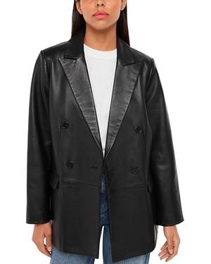 Whistles Aliza Waisted Leather Blazer - Black