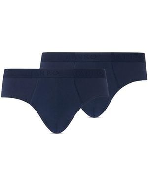 Hanro Cotton Essential Briefs, Pack Of 2 - Blue
